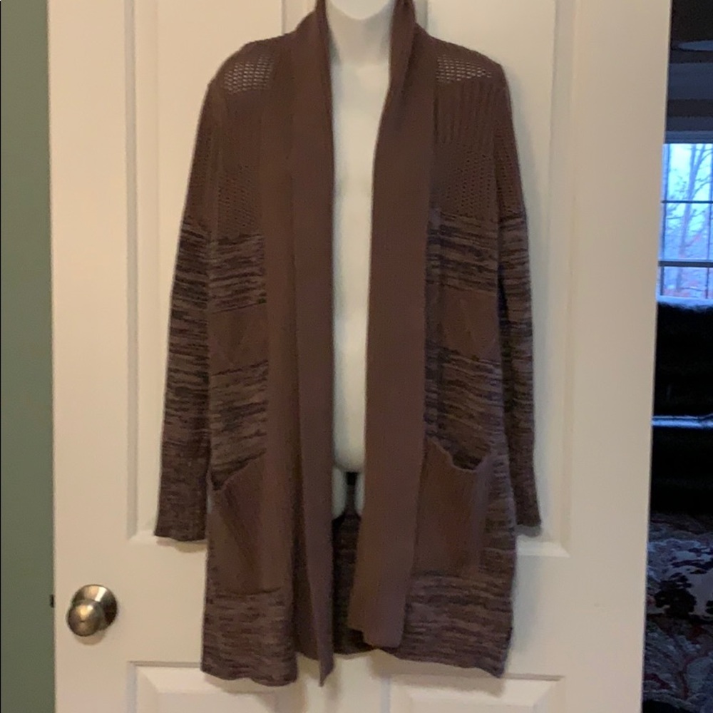 RVCA Brown Open Front Knit Cardigan